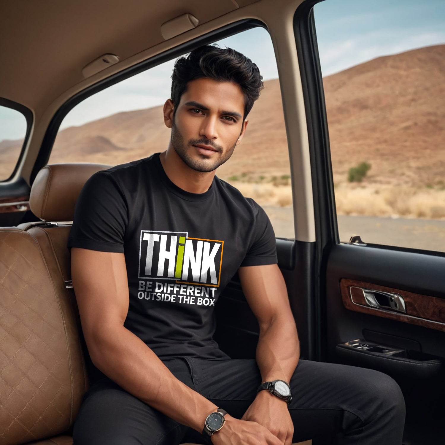 Think Be Different Outside The Box - Unisex Round Neck Regular Fit 100% Combed Cotton Half Sleeve T-Shirt - Mojilo Mart