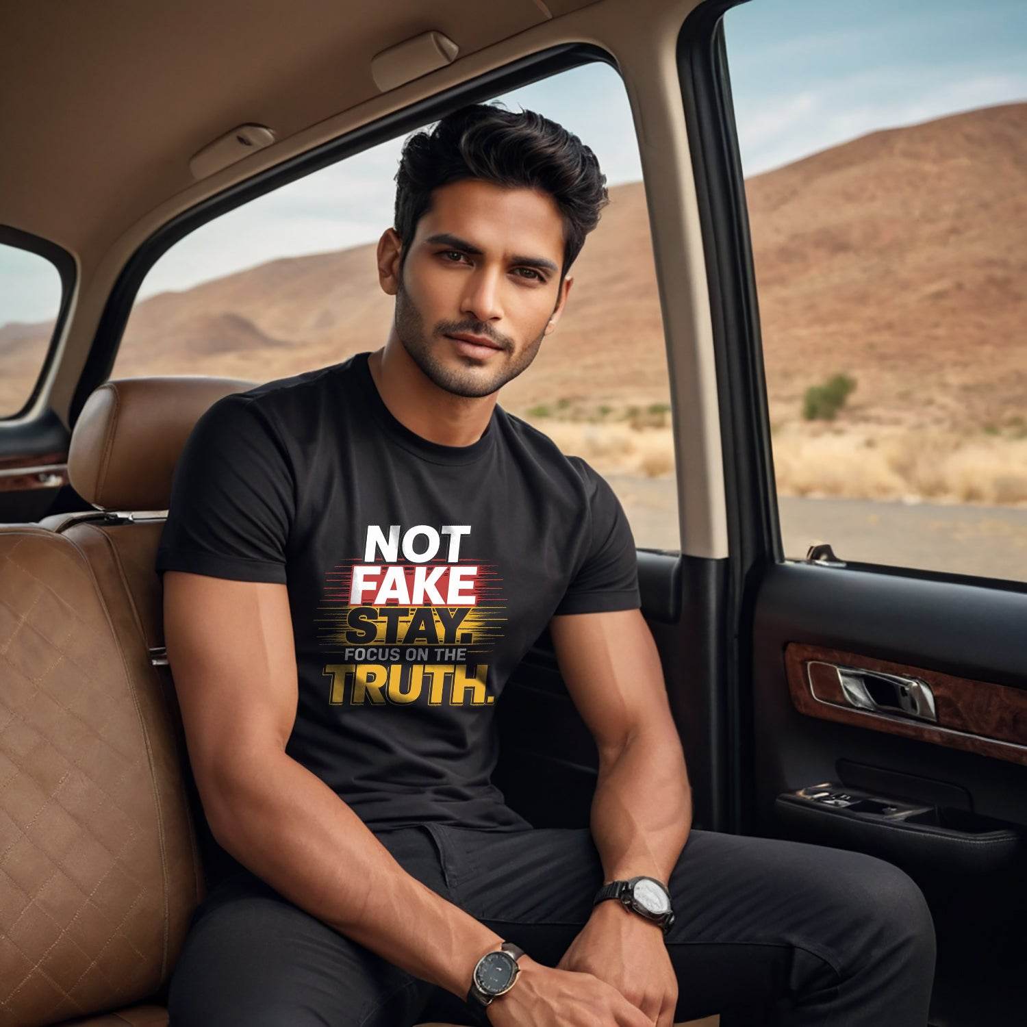Not Fake Stay. Focus On The Truth - Unisex Round Neck Regular Fit 100% Combed Cotton Half Sleeve T-Shirt - Mojilo Mart