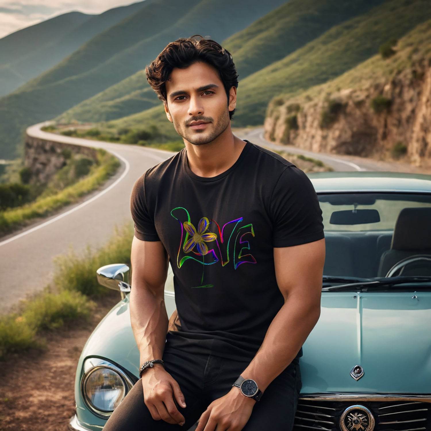 Rainbow Love - Unisex Round Neck Regular Fit 100% Combed Cotton Half Sleeve T-Shirt - Mojilo Mart