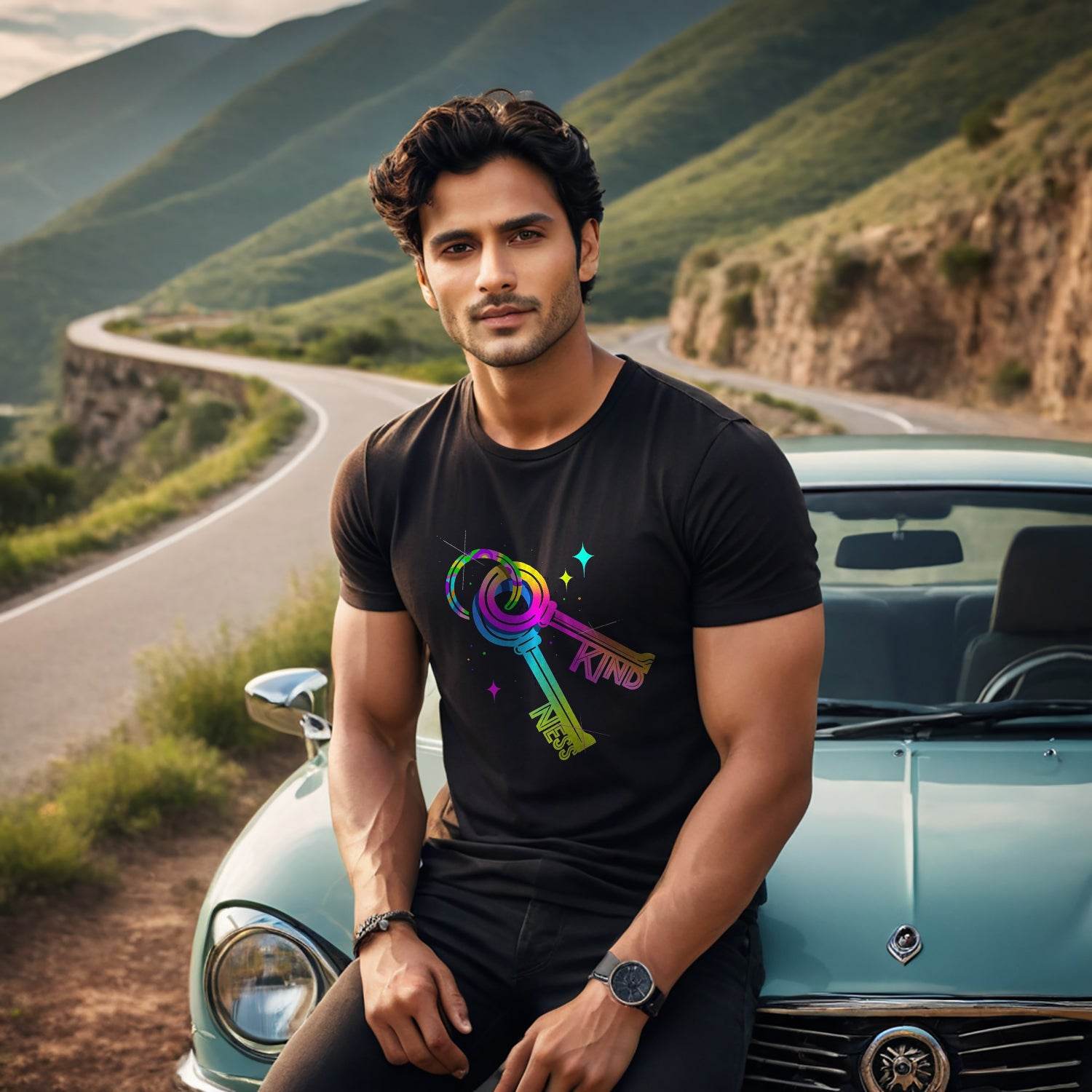 Keys Kind Ness - Unisex Round Neck Regular Fit 100% Combed Cotton Half Sleeve T-Shirt - Mojilo Mart