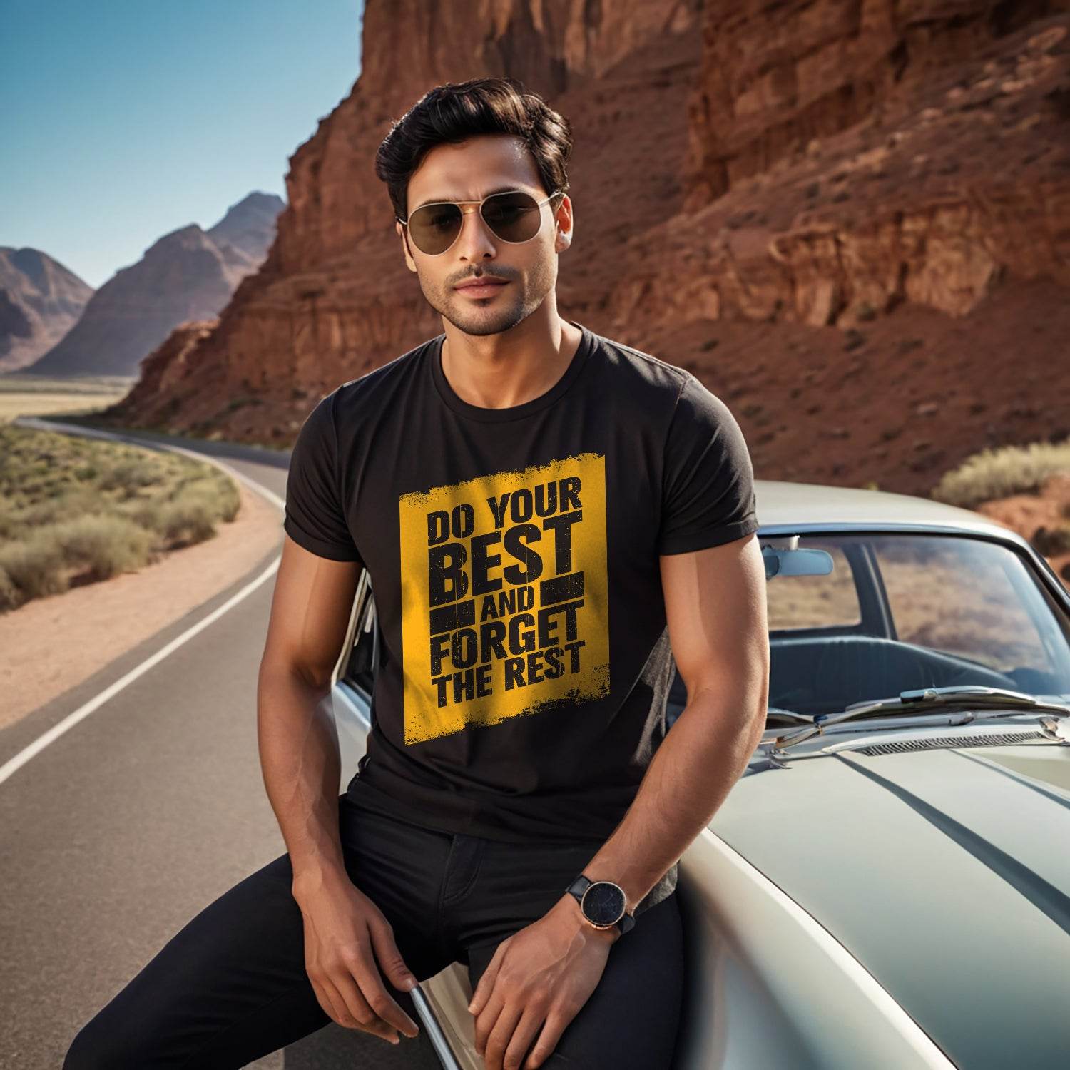 Do Your Best And Forget The Rest - Unisex Round Neck Regular Fit 100% Combed Cotton Half Sleeve T-Shirt - Mojilo Mart