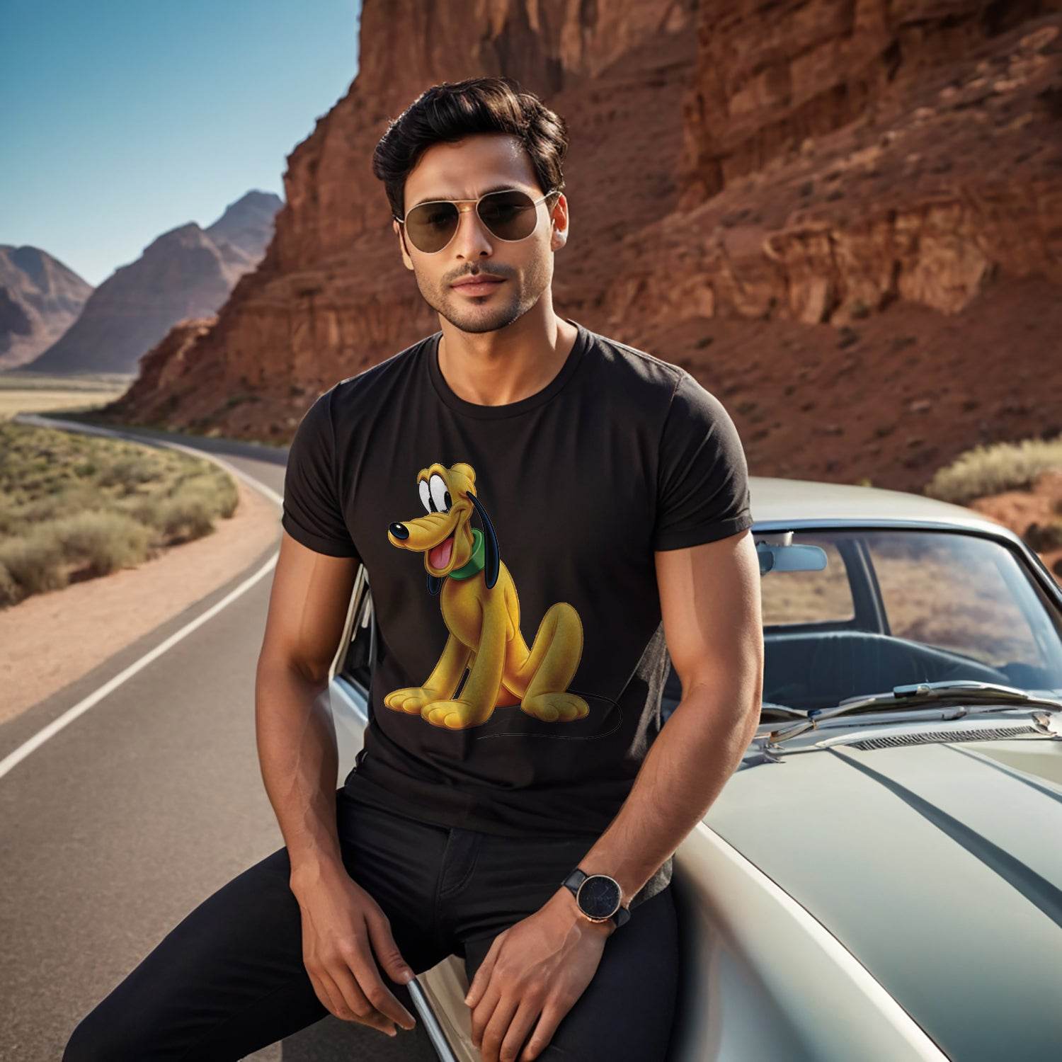 Pluto Printed - Unisex Round Neck Regular Fit 100% Combed Cotton Half Sleeve T-Shirt - Mojilo Mart
