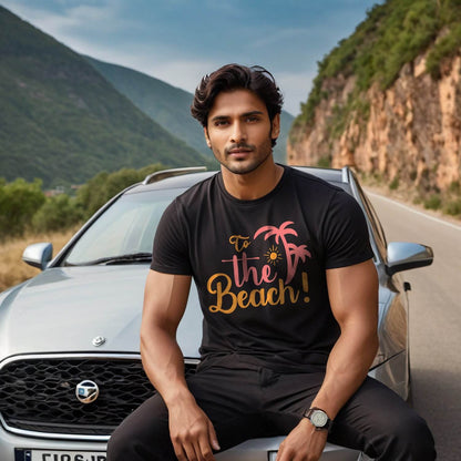 To The Beach - Unisex Round Neck Regular Fit 100% Combed Cotton Half Sleeve T-Shirt - Mojilo Mart