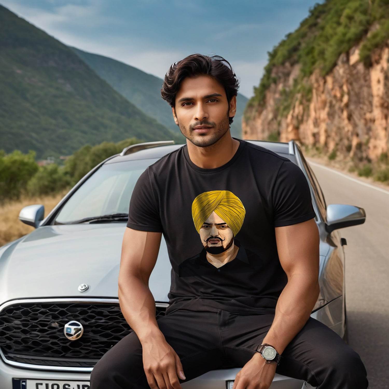 Sidhu Moose Wala - Unisex Round Neck Regular Fit 100% Combed Cotton Half Sleeve T-Shirt - Mojilo Mart