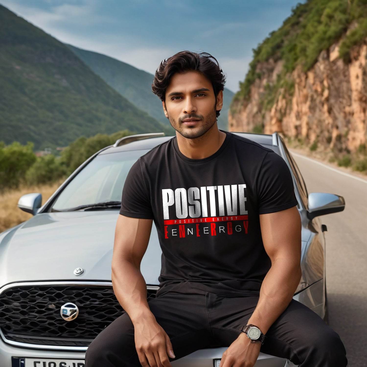 Positive Energy - Unisex Round Neck Regular Fit 100% Combed Cotton Half Sleeve T-Shirt - Mojilo Mart