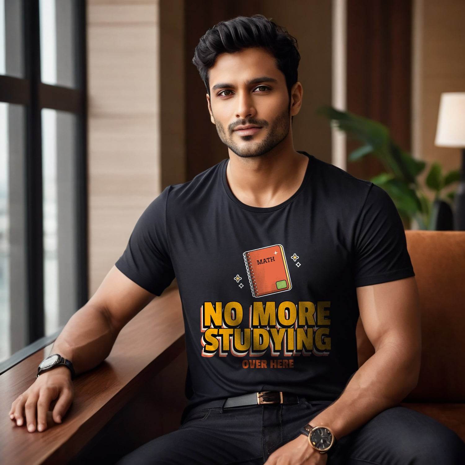 No More Studying Over hare - Unisex Round Neck Regular Fit 100% Combed Cotton Half Sleeve T-Shirt - Mojilo Mart