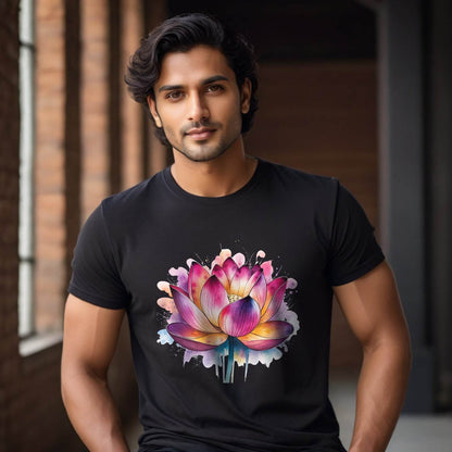 Lotus Flower Yoga Metaphysical - Unisex Round Neck Regular Fit 100% Combed Cotton Half Sleeve T-Shirt - Mojilo Mart