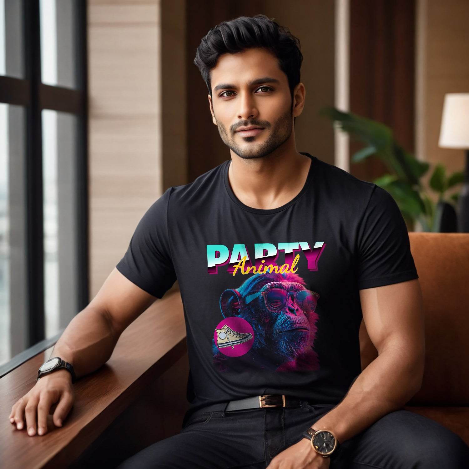Party Animal - Unisex Round Neck Regular Fit 100% Combed Cotton Half Sleeve T-Shirt - Mojilo Mart