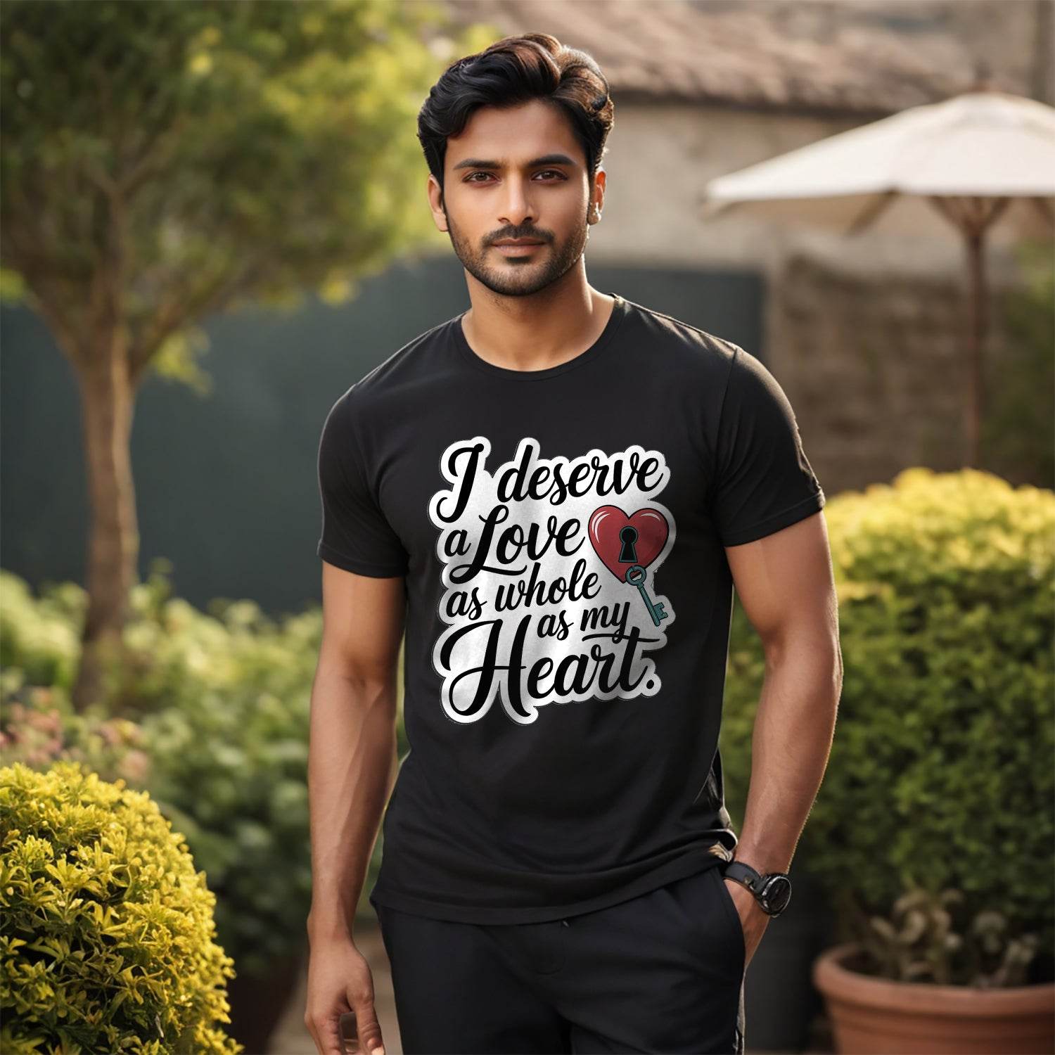 I Deserve a Love As Whole As My Heart - Unisex Round Neck Regular Fit 100% Combed Cotton Half Sleeve T-Shirt - Mojilo Mart