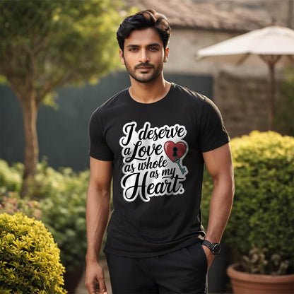 I Deserve a Love As Whole As My Heart - Unisex Round Neck Regular Fit 100% Combed Cotton Half Sleeve T-Shirt - Mojilo Mart