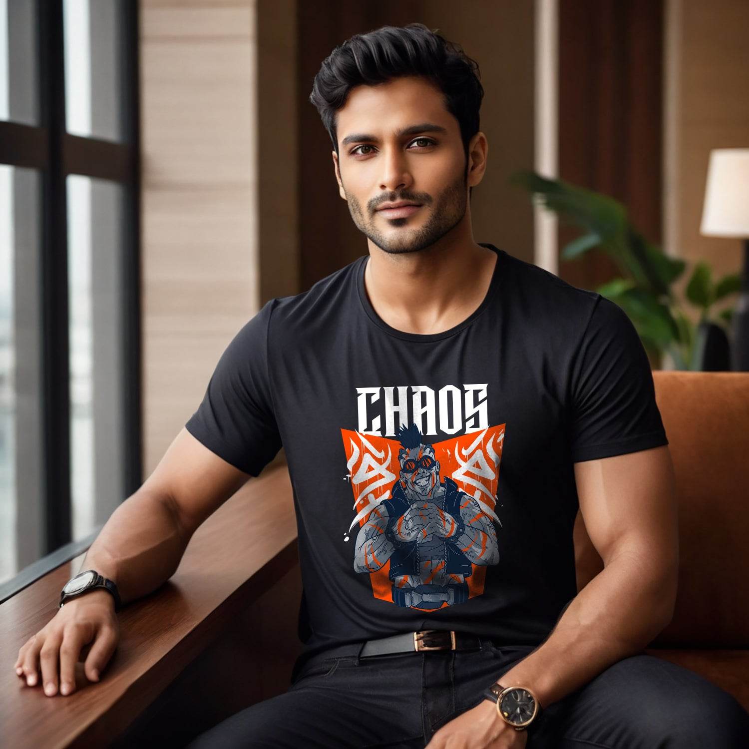 Chaos Graphic - Unisex Round Neck Regular Fit 100% Combed Cotton Half Sleeve T-Shirt - Mojilo Mart