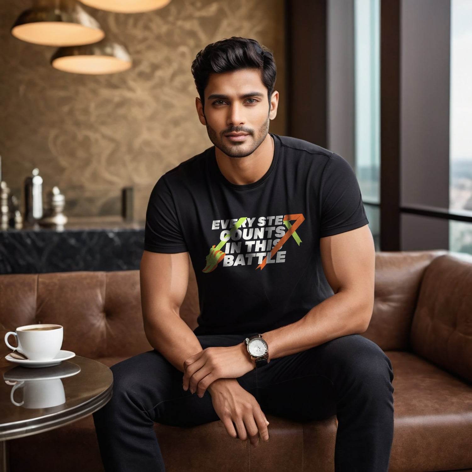 Every step counts in this battle - Unisex Round Neck Regular Fit 100% Combed Cotton Half Sleeve T-Shirt - Mojilo Mart