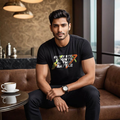 Every step counts in this battle - Unisex Round Neck Regular Fit 100% Combed Cotton Half Sleeve T-Shirt - Mojilo Mart