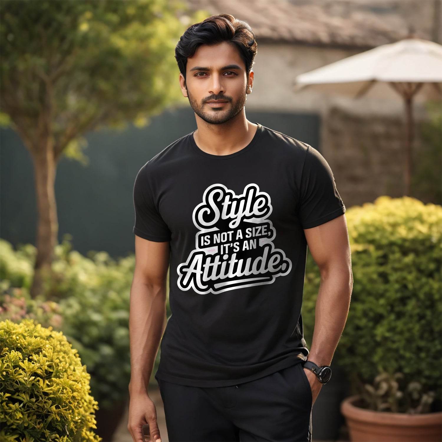 Style Is Not A Size, It's An Attitude - Unisex Round Neck Regular Fit 100% Combed Cotton Half Sleeve T-Shirt - Mojilo Mart