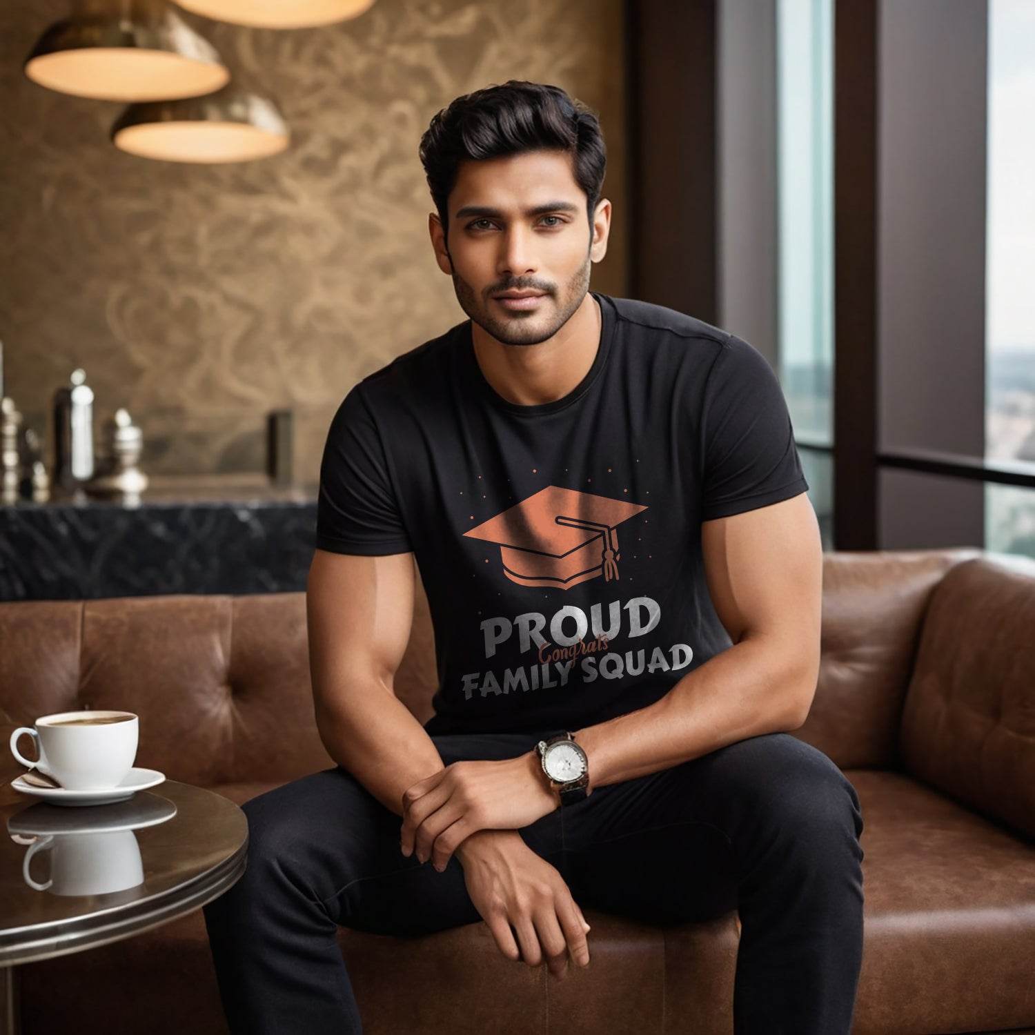 Proud Congrats Family - Unisex Round Neck Regular Fit 100% Combed Cotton Half Sleeve T-Shirt - Mojilo Mart