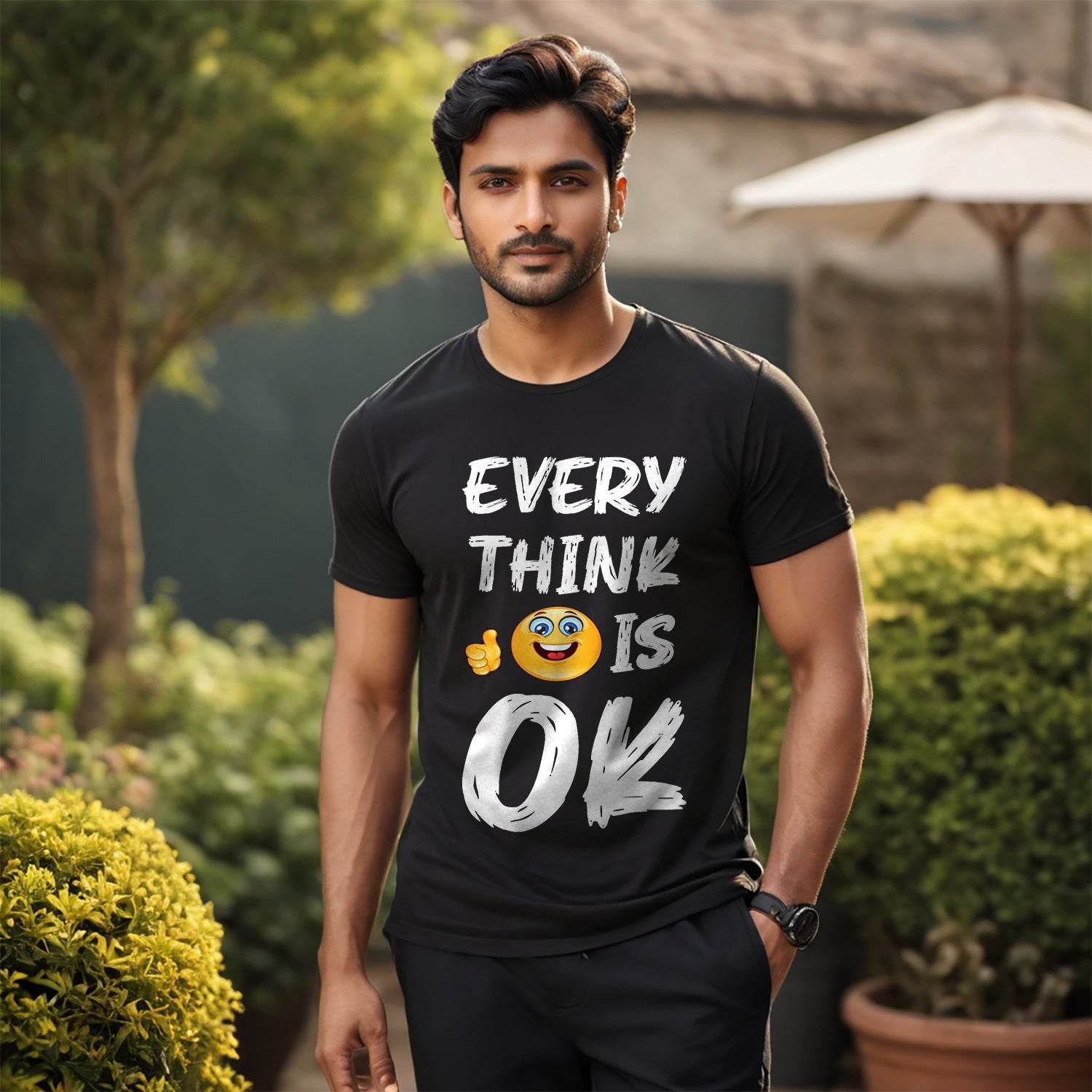 Every Think Is Ok - Unisex Round Neck Regular Fit 100% Combed Cotton Half Sleeve T-Shirt - Mojilo Mart