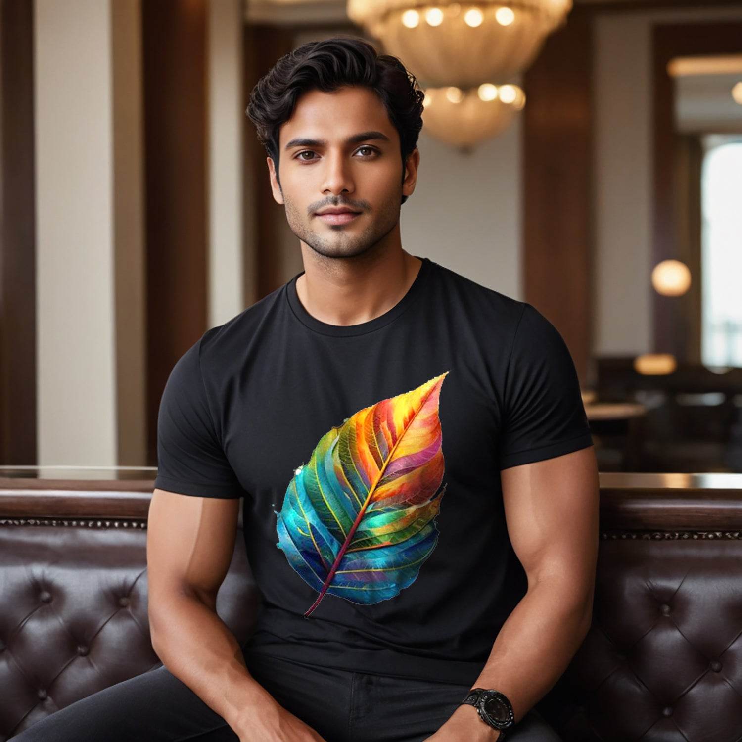 Colorful Feather - Unisex Round Neck Regular Fit 100% Combed Cotton Half Sleeve T-Shirt - Mojilo Mart