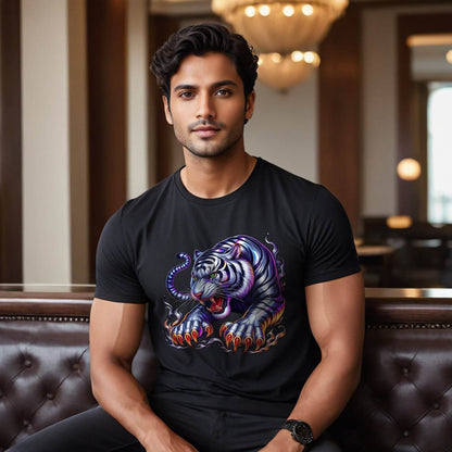 Tiger's Realm Fashion Graphic - Unisex Round Neck Regular Fit 100% Combed Cotton Half Sleeve T-Shirt - Mojilo Mart