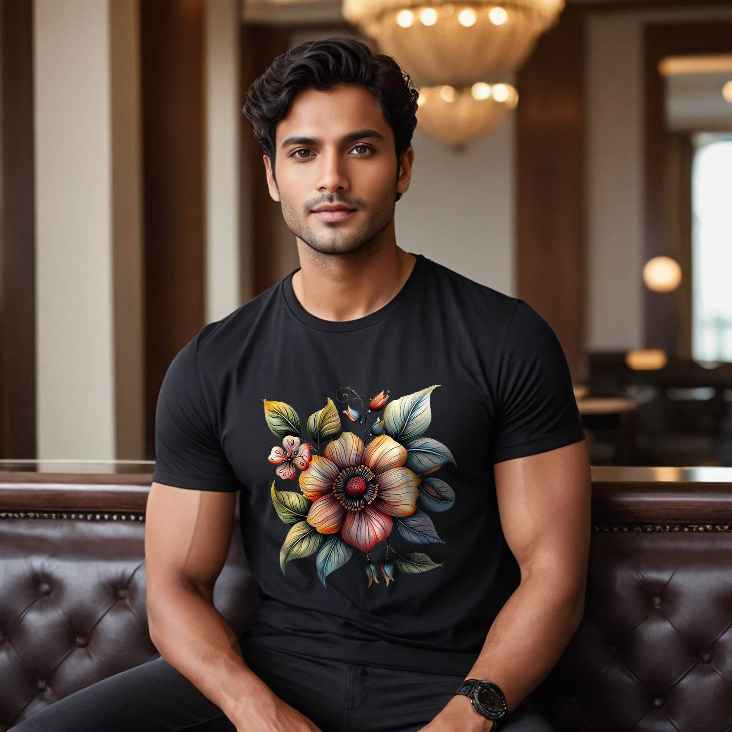 Blumen Rosen - Unisex Round Neck Regular Fit 100% Combed Cotton Half Sleeve T-Shirt - Mojilo Mart