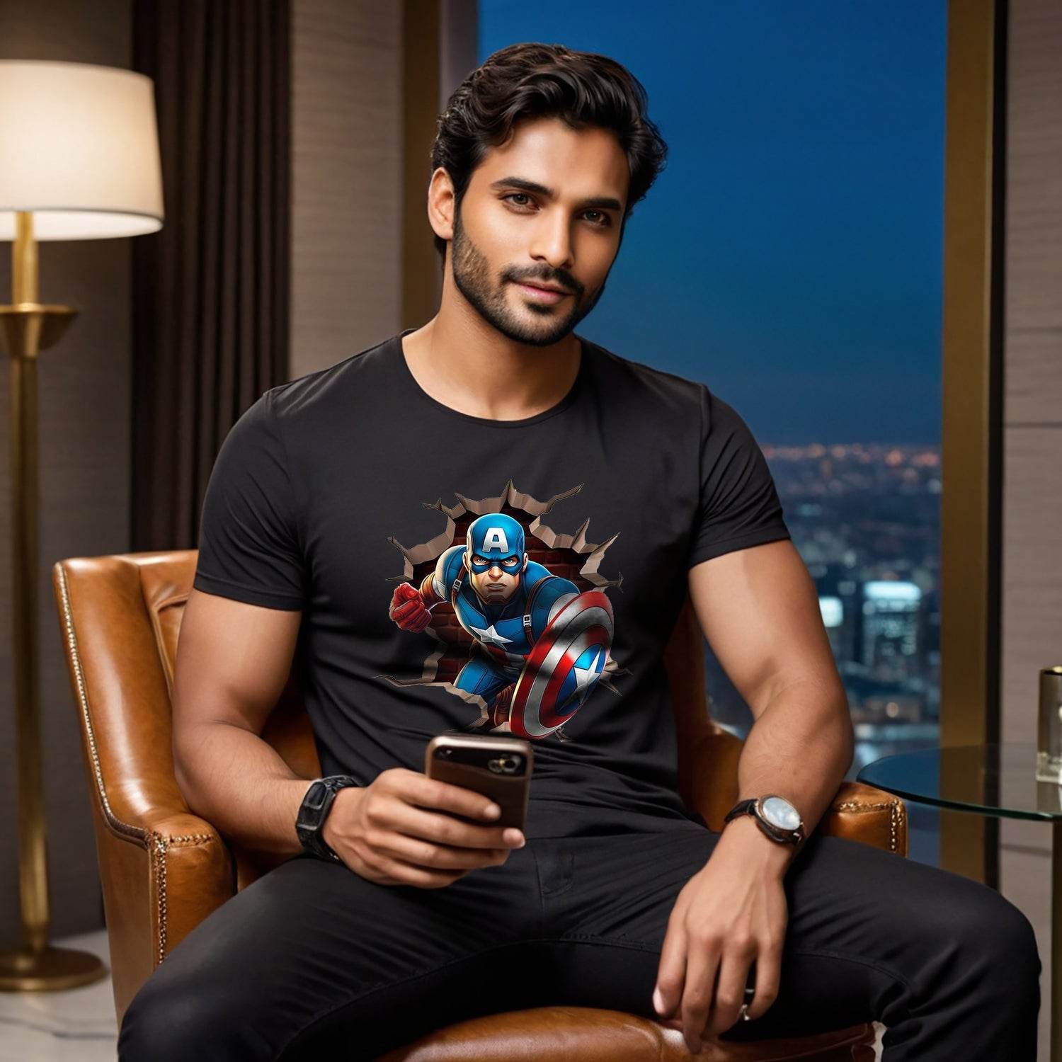 Captain America's - Unisex Round Neck Regular Fit 100% Combed Cotton Half Sleeve T-Shirt - Mojilo Mart