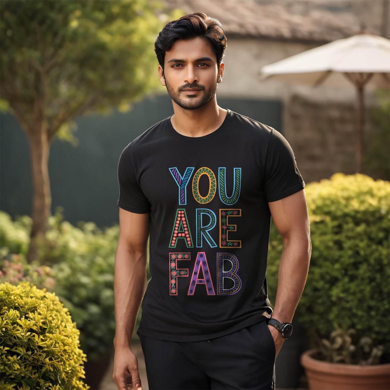 You Are Fab - Unisex Round Neck Regular Fit 100% Combed Cotton Half Sleeve T-Shirt - Mojilo Mart