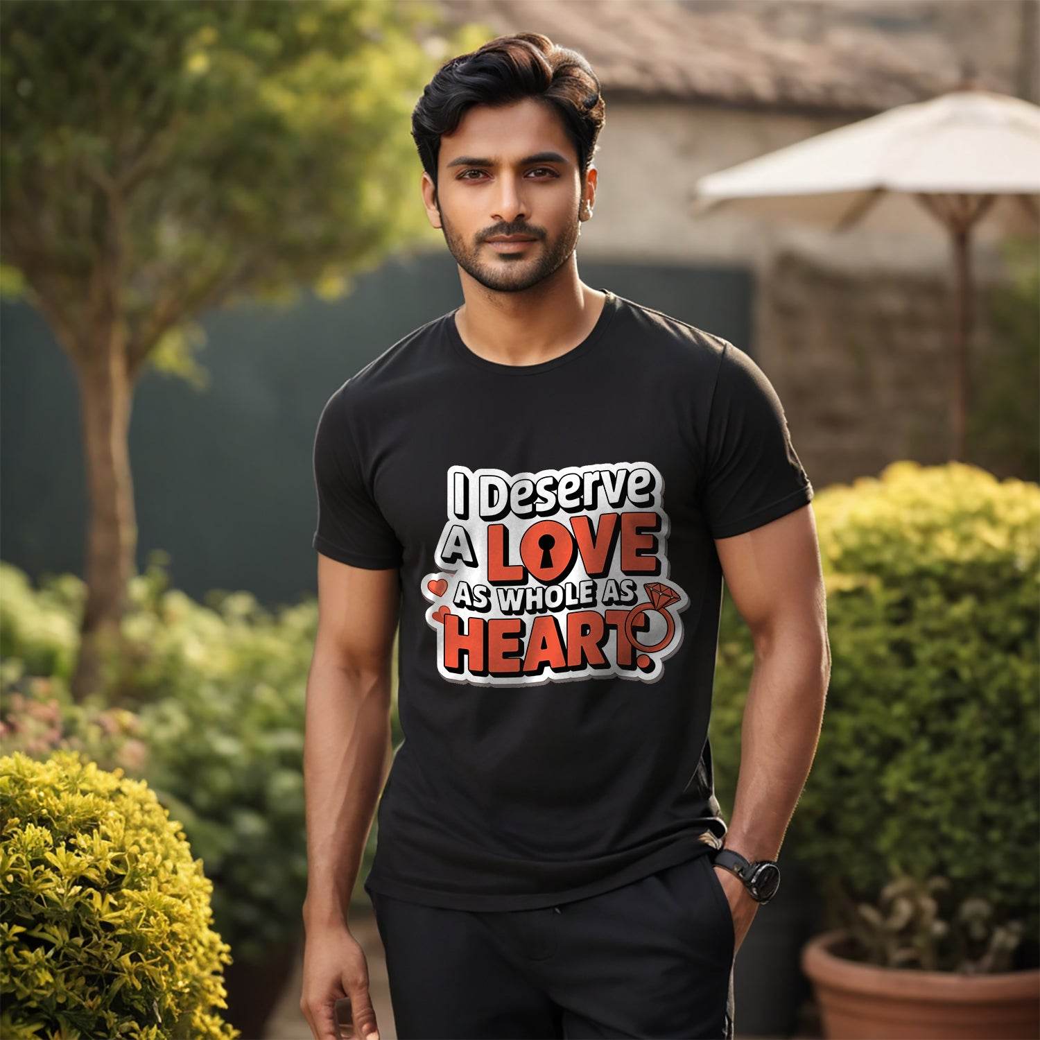 I Deserve A Love As Whole As Heart - Unisex Round Neck Regular Fit 100% Combed Cotton Half Sleeve T-Shirt - Mojilo Mart