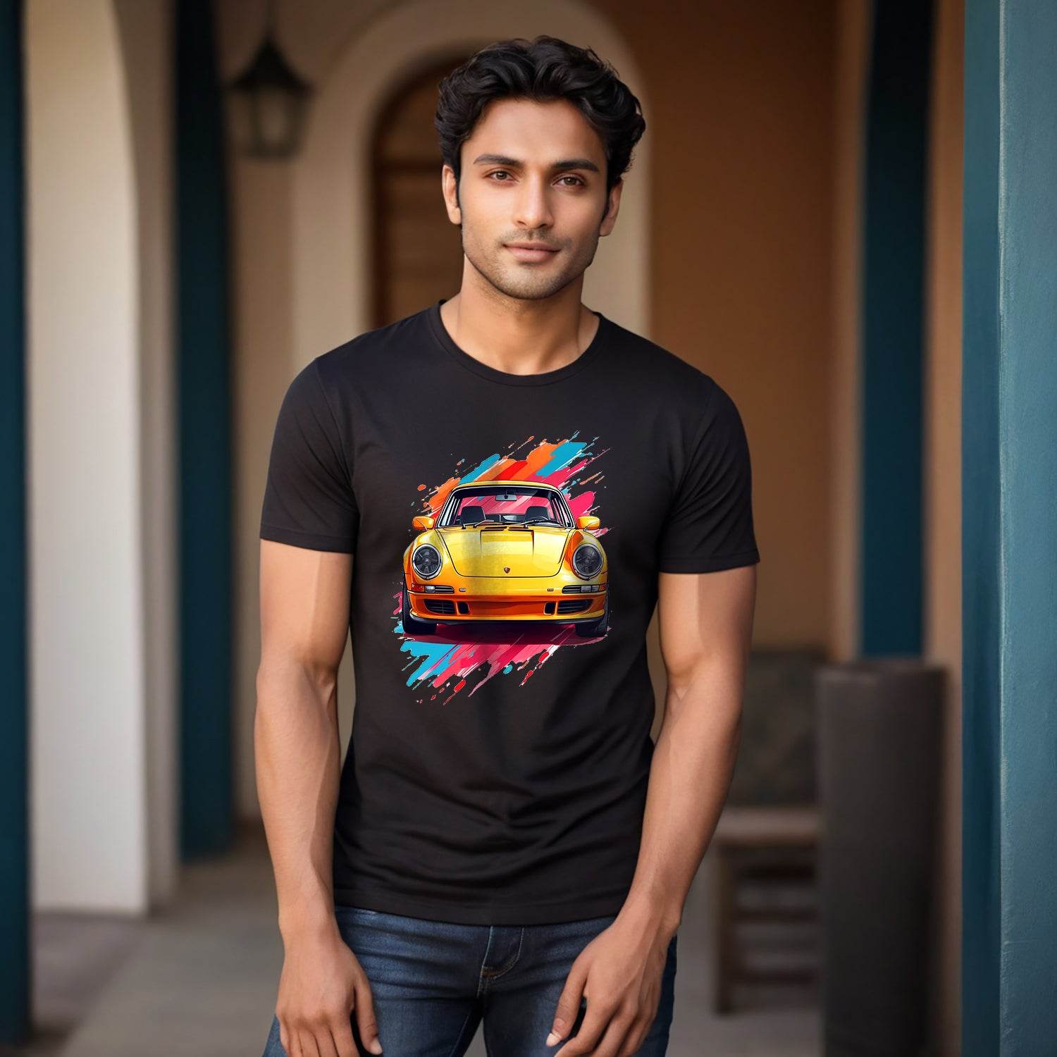 Colorful Car - Unisex Round Neck Regular Fit 100% Combed Cotton Half Sleeve T-Shirt - Mojilo Mart
