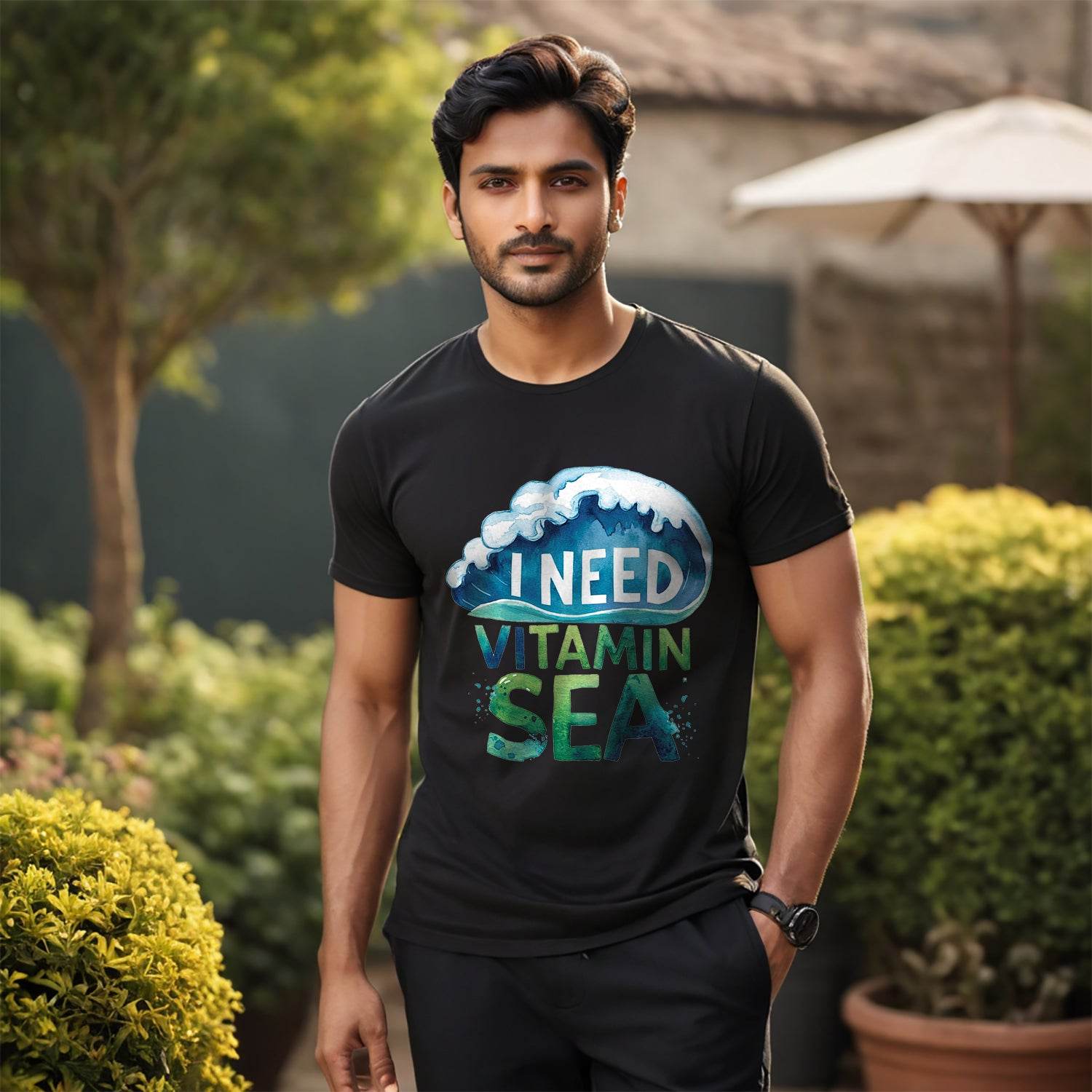 I Need Vitamin Sea - Unisex Round Neck Regular Fit 100% Combed Cotton Half Sleeve T-Shirt - Mojilo Mart