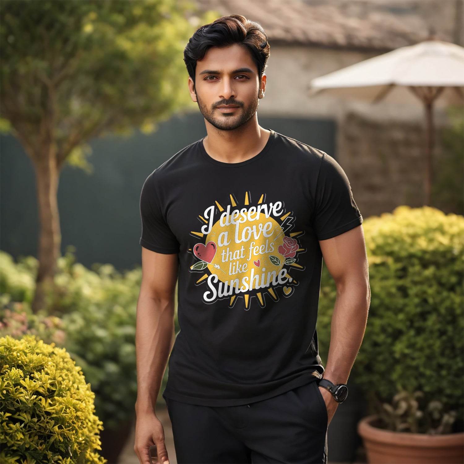 I Deserve A Love That Feels Like Sunshine - Unisex Round Neck Regular Fit 100% Combed Cotton Half Sleeve T-Shirt - Mojilo Mart