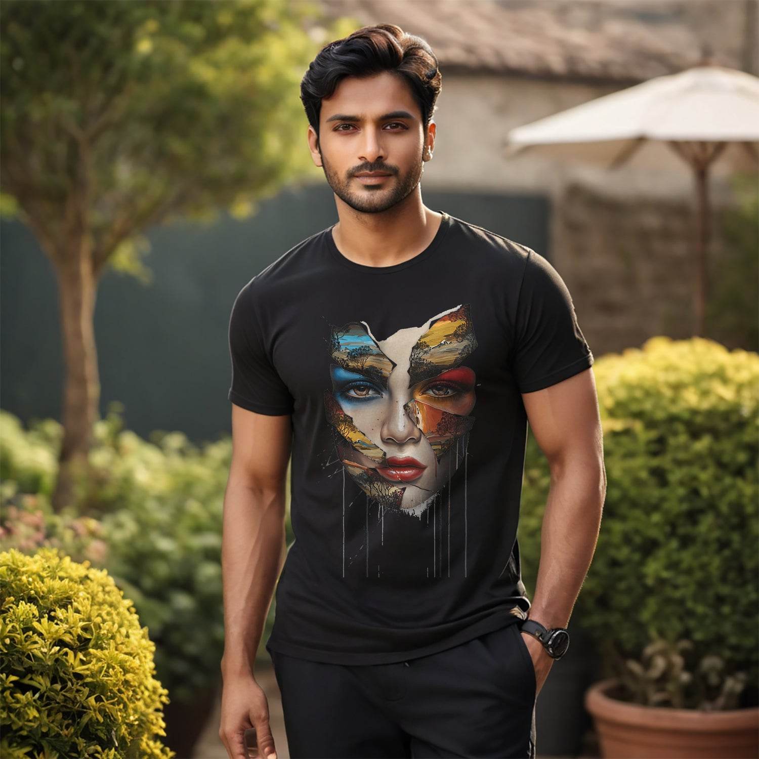 Nature Girl Face - Unisex Round Neck Regular Fit 100% Combed Cotton Half Sleeve T-Shirt - Mojilo Mart