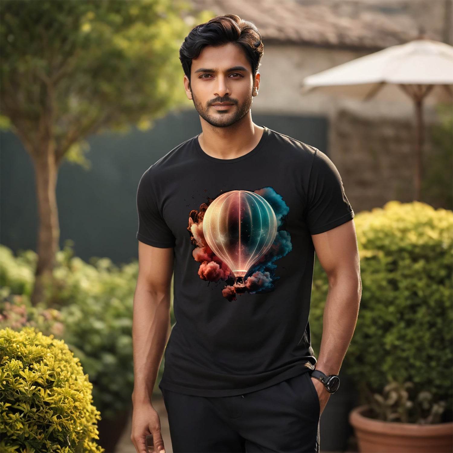 Colorful Hot Air Balloons- Unisex Round Neck Regular Fit 100% Combed Cotton Half Sleeve T-Shirt - Mojilo Mart