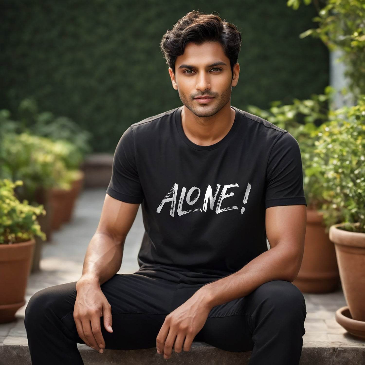 Alone! - Unisex Round Neck Regular Fit 100% Combed Cotton Half Sleeve T-Shirt - Mojilo Mart