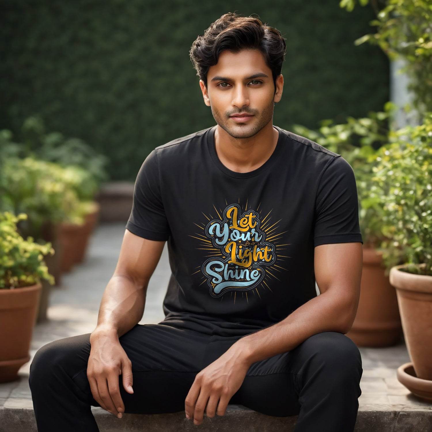 Let Your Light Shine - Unisex Round Neck Regular Fit 100% Combed Cotton Half Sleeve T-Shirt - Mojilo Mart