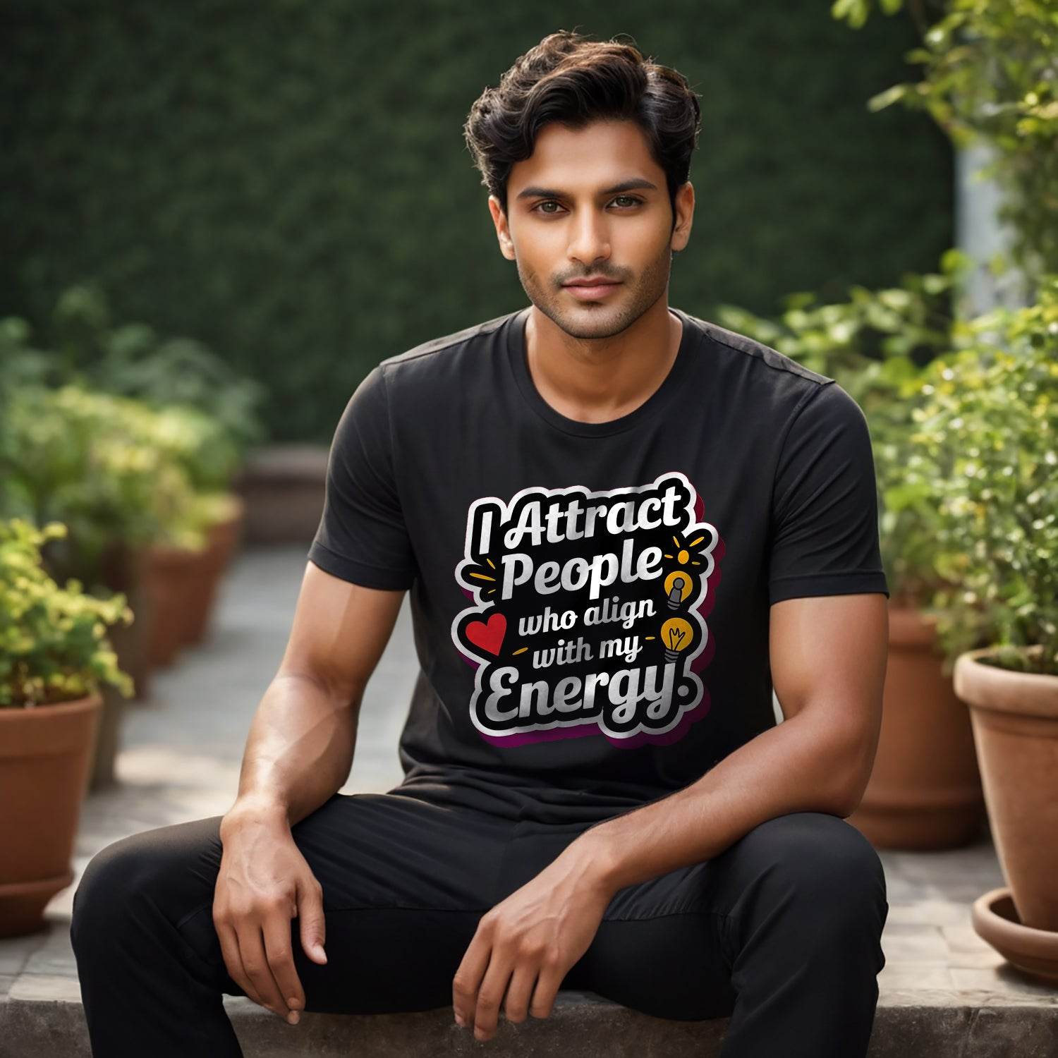 I Attract People Who Align With My Energy - Unisex Round Neck Regular Fit 100% Combed Cotton Half Sleeve T-Shirt - Mojilo Mart