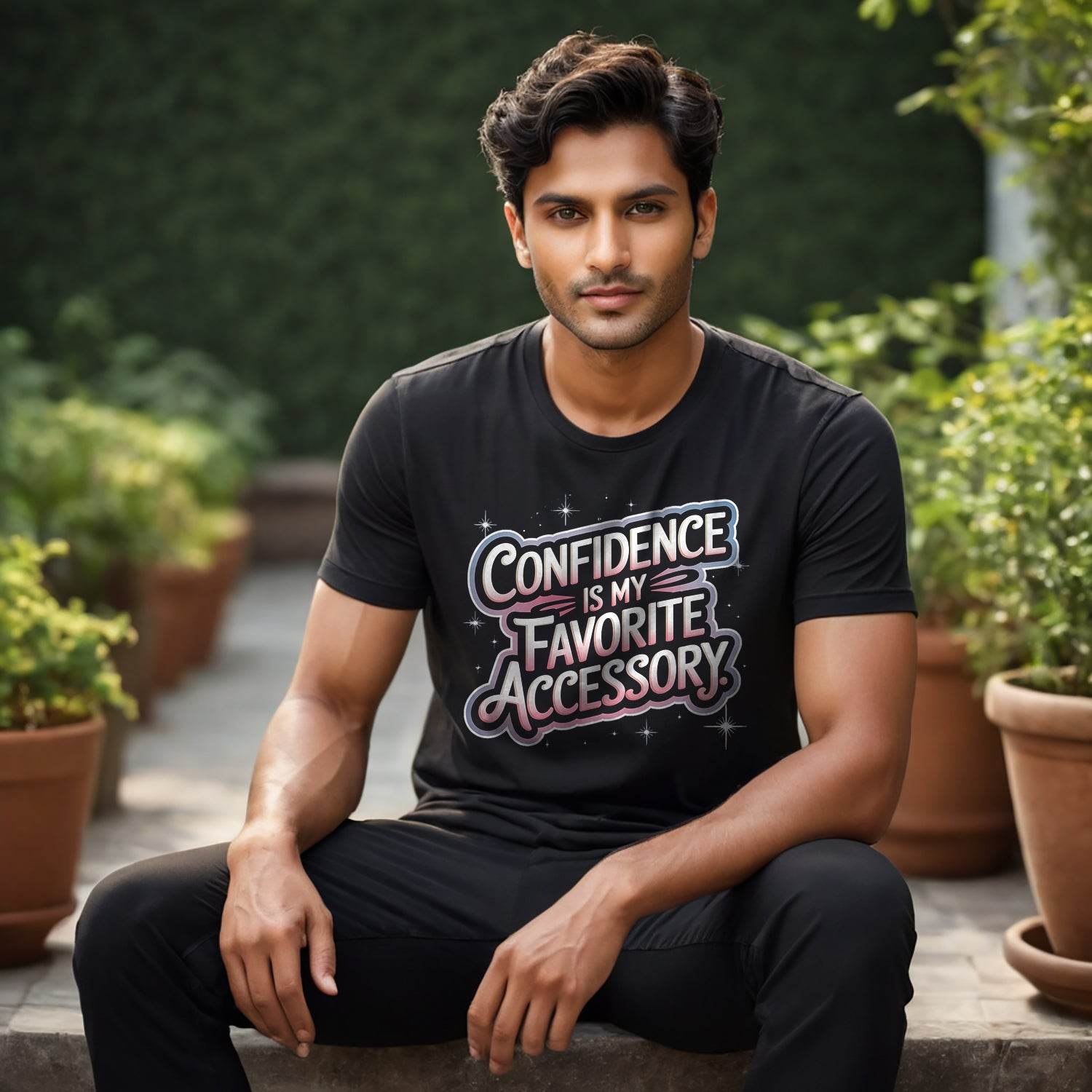 Confidence Is My Favorite Accessory - Unisex Round Neck Regular Fit 100% Combed Cotton Half Sleeve T-Shirt - Mojilo Mart