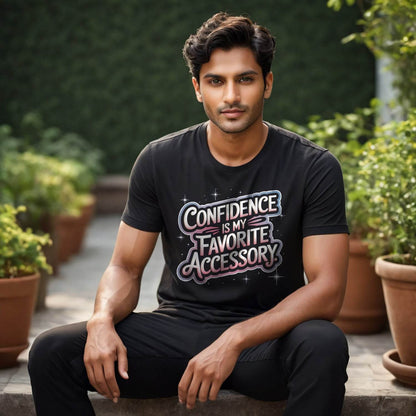 Confidence Is My Favorite Accessory - Unisex Round Neck Regular Fit 100% Combed Cotton Half Sleeve T-Shirt - Mojilo Mart