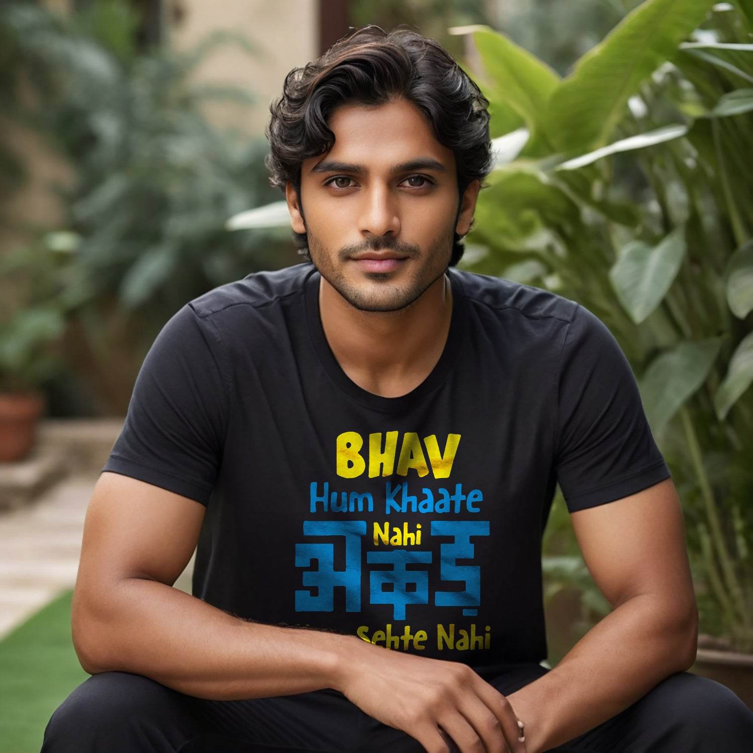 Bhav Hum Khaate Nahi Akad Hum Sehte Nahi - Unisex Round Neck Regular Fit 100% Combed Cotton Half Sleeve T-Shirt - Mojilo Mart