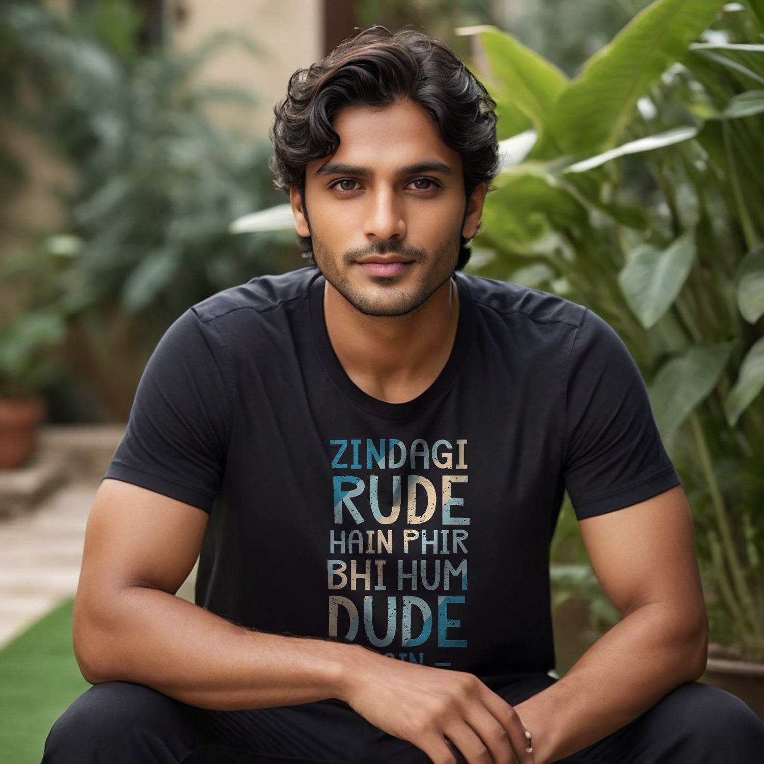 Zindagi Rude Hain Phir Bhi Hum Dude Hai - Unisex Round Neck Regular Fit 100% Combed Cotton Half Sleeve T-Shirt - Mojilo Mart