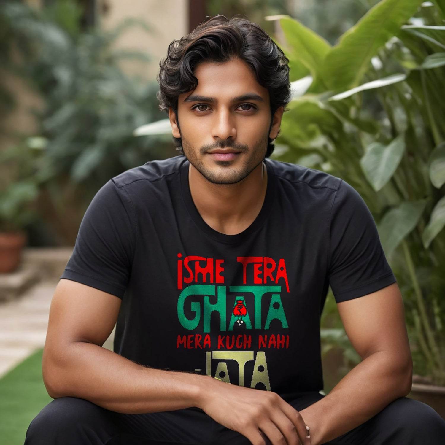 Isme Tera Ghata Mera Kuch Nahi Jata - Unisex Round Neck Regular Fit 100% Combed Cotton Half Sleeve T-Shirt - Mojilo Mart
