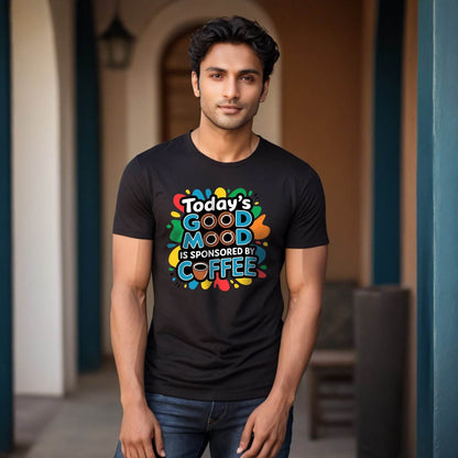 Today's Good Mood Is Sponsored By Coffee - Unisex Round Neck Regular Fit 100% Combed Cotton Half Sleeve T-Shirt - Mojilo Mart