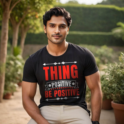 Thing Positive Be Positive - Unisex Round Neck Regular Fit 100% Combed Cotton Half Sleeve T-Shirt - Mojilo Mart