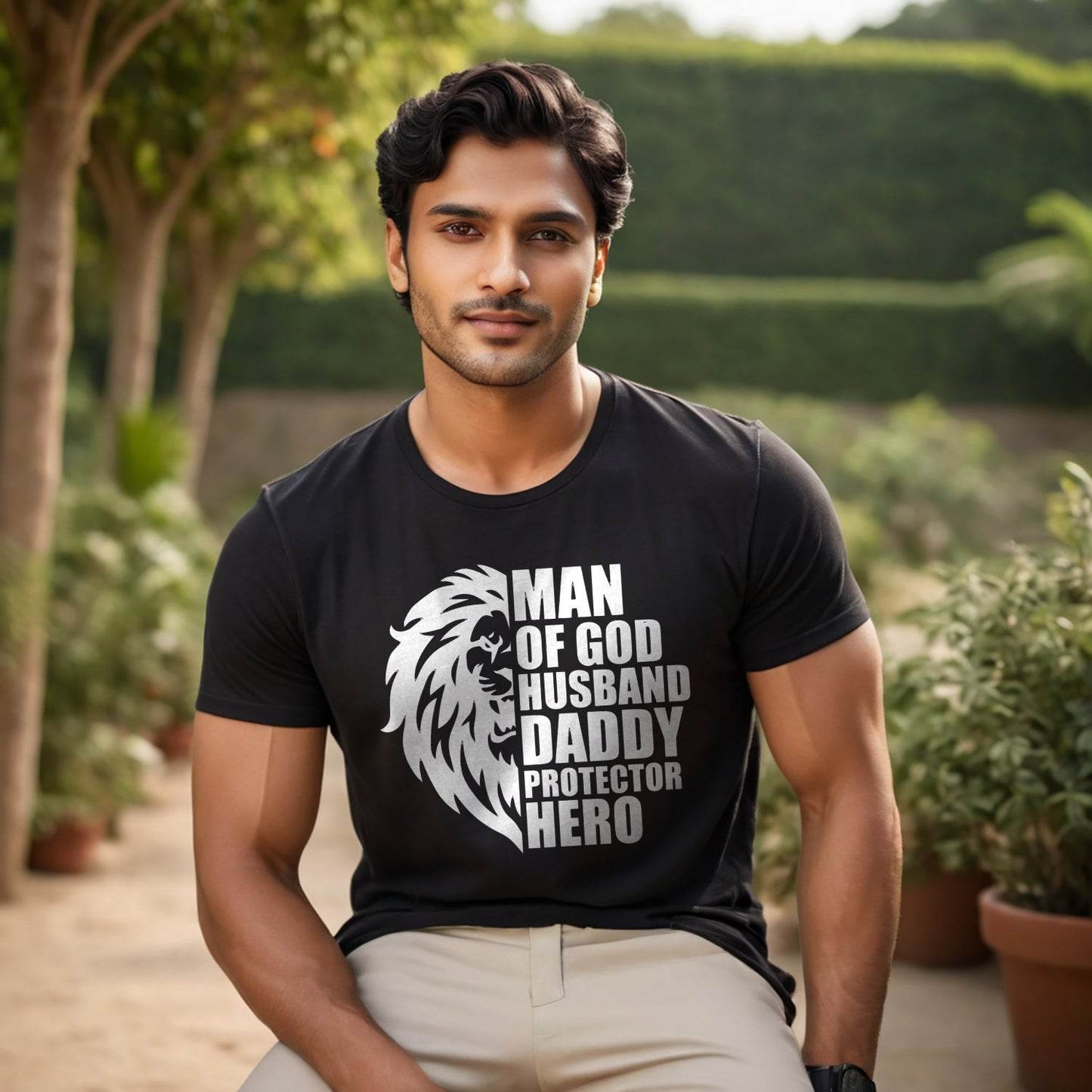 Man Of God Husband Daddy Protector Hero - Unisex Round Neck Regular Fit 100% Combed Cotton Half Sleeve T-Shirt - Mojilo Mart