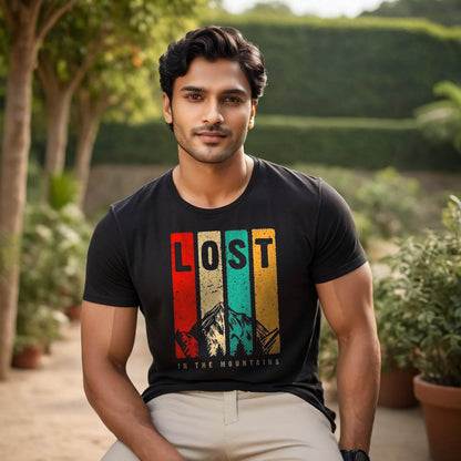 Lost In The Mountains - Unisex Round Neck Regular Fit 100% Combed Cotton Half Sleeve T-Shirt - Mojilo Mart
