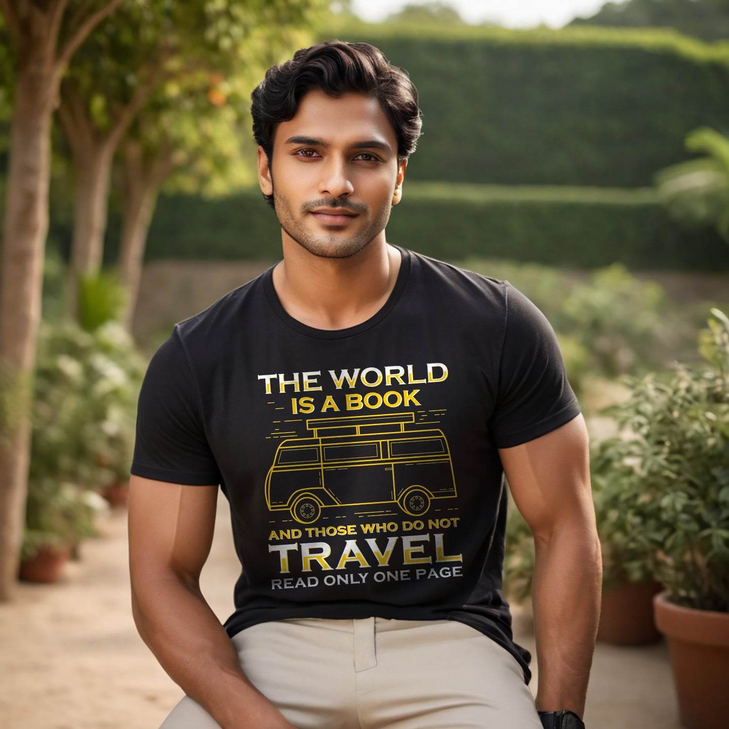 The world Is A book And those who do not travel read only one page - Unisex Round Neck Regular Fit 100% Combed Cotton Half Sleeve T-Shirt - Mojilo Mart