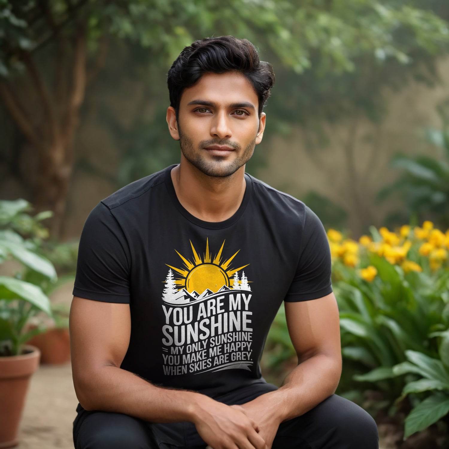 You Are My Sunshine My Only Sunshine You Make Me Happy When Skies Are Grey - Unisex Round Neck Regular Fit 100% Combed Cotton Half Sleeve T-Shirt - Mojilo Mart