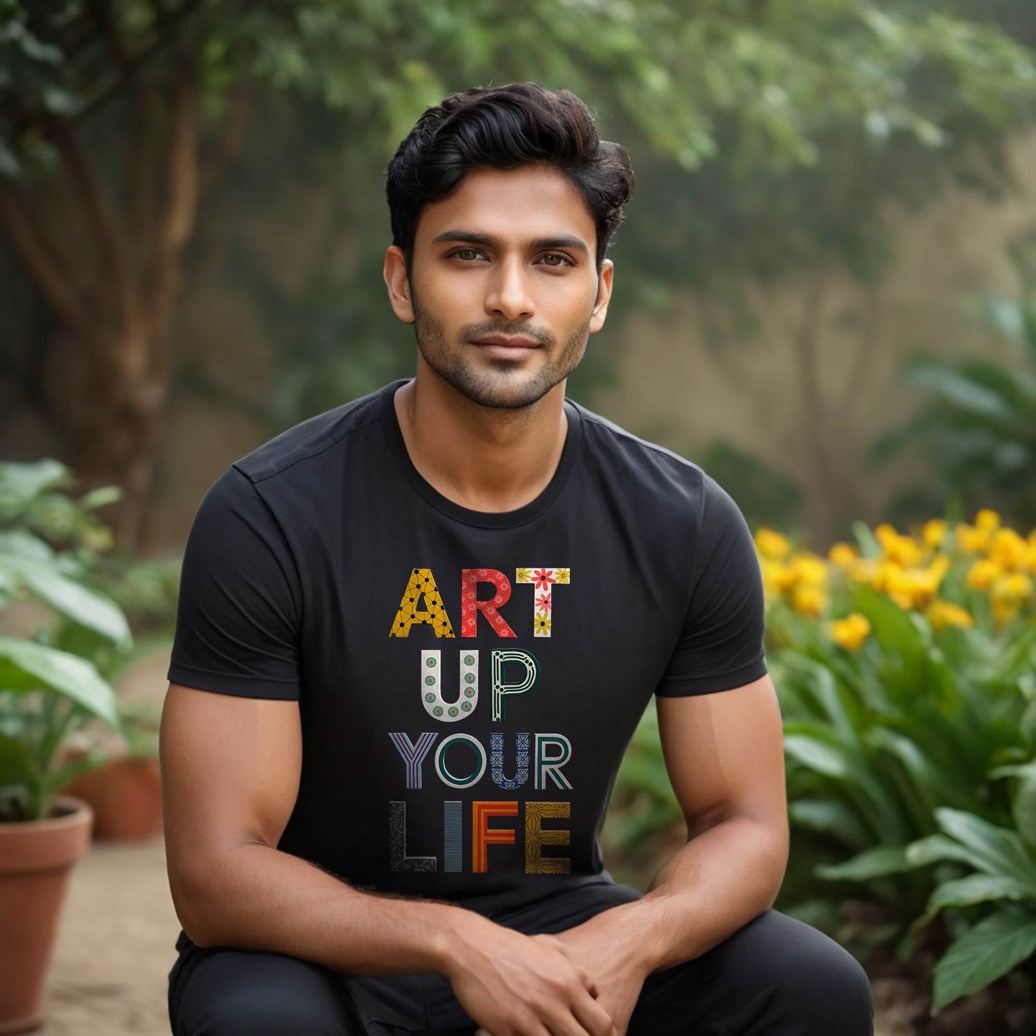 ART UP YOUR LIFE - Unisex Round Neck Regular Fit 100% Combed Cotton Half Sleeve T-Shirt - Mojilo Mart