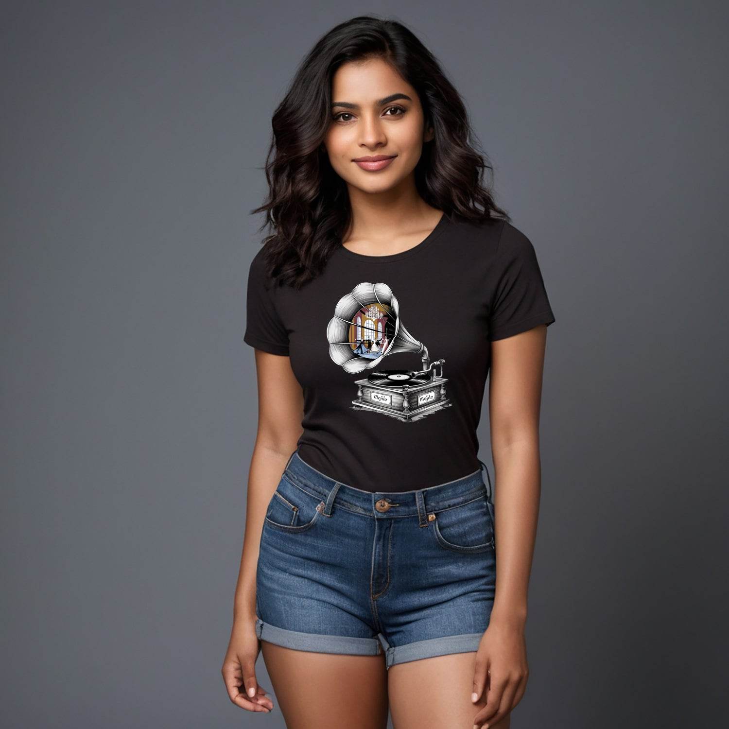 Classic Gramophone - Unisex Round Neck Regular Fit 100% Combed Cotton Half Sleeve T-Shirt - Mojilo Mart