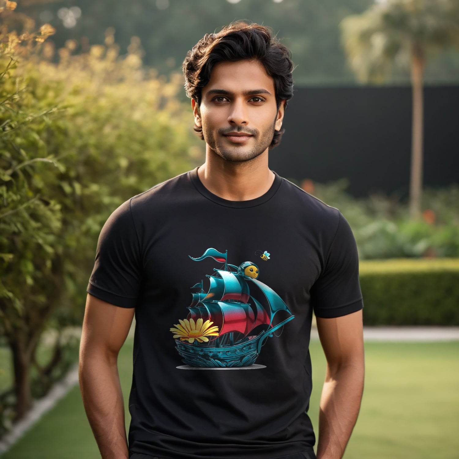 Pirate Ship - Unisex Round Neck Regular Fit 100% Combed Cotton Half Sleeve T-Shirt (Copy) - Mojilo Mart