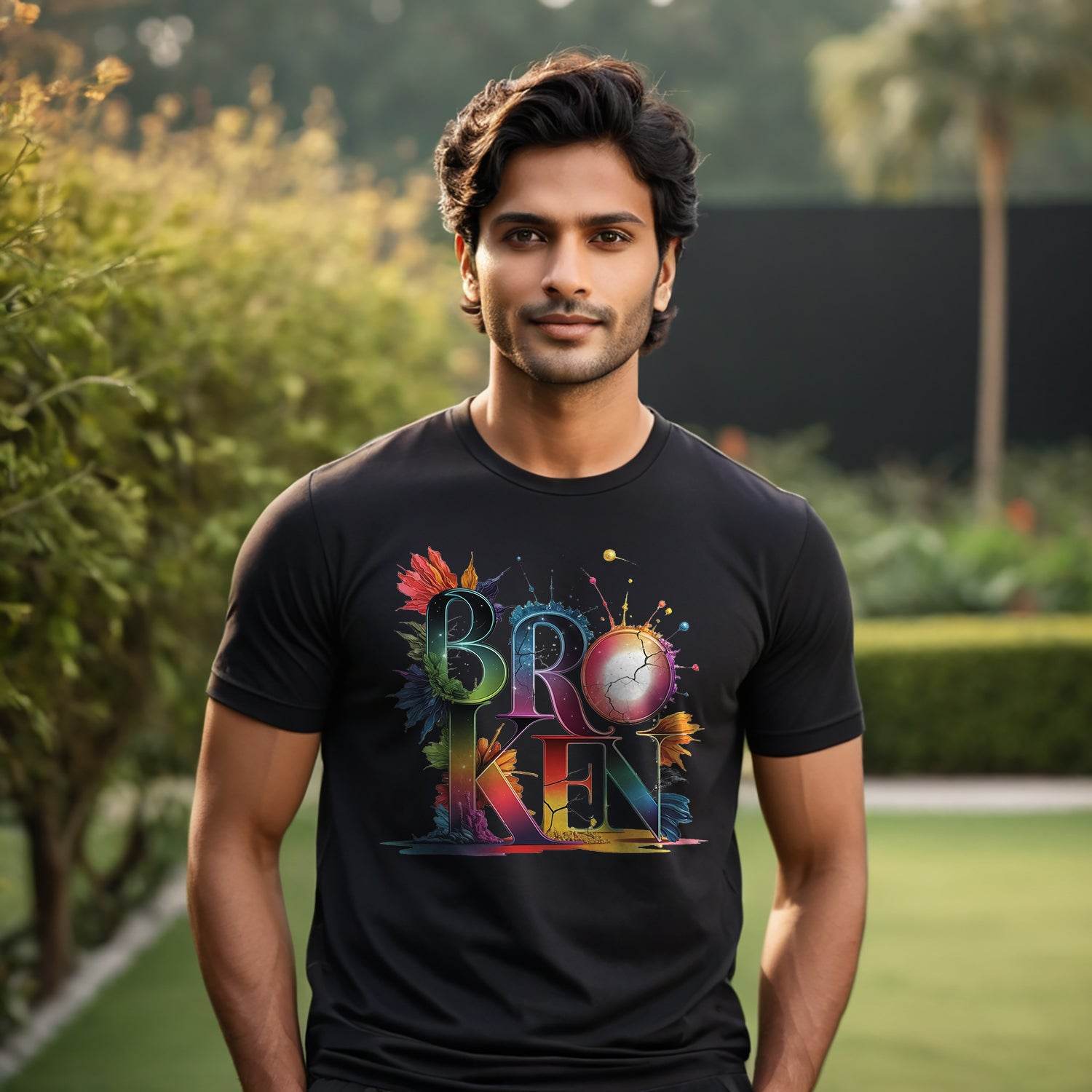 Broken - Unisex Round Neck Regular Fit 100% Combed Cotton Half Sleeve T-Shirt - Mojilo Mart
