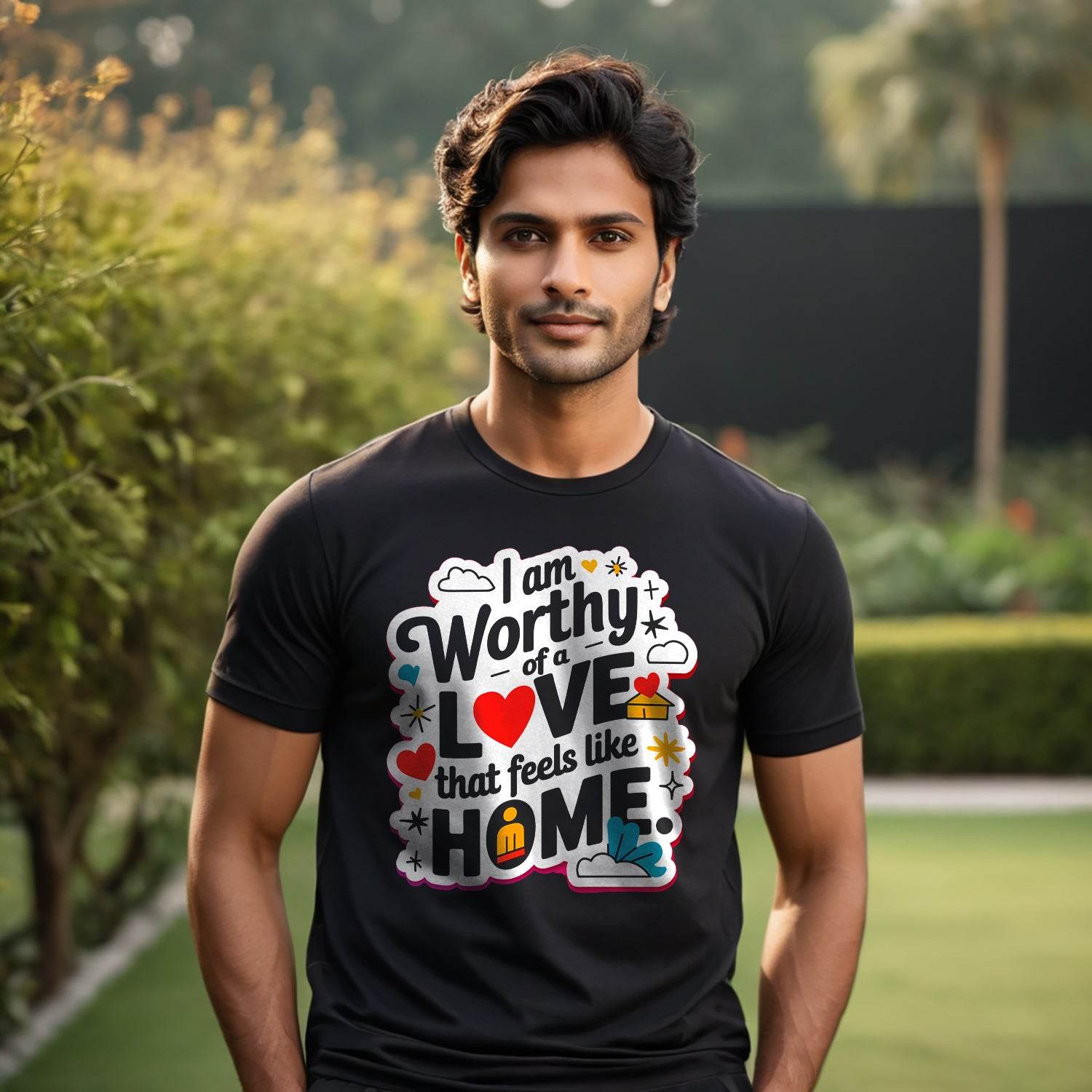 Worthy Of A Love That Feels Like HOME - Unisex Round Neck Regular Fit 100% Combed Cotton Half Sleeve T-Shirt - Mojilo Mart